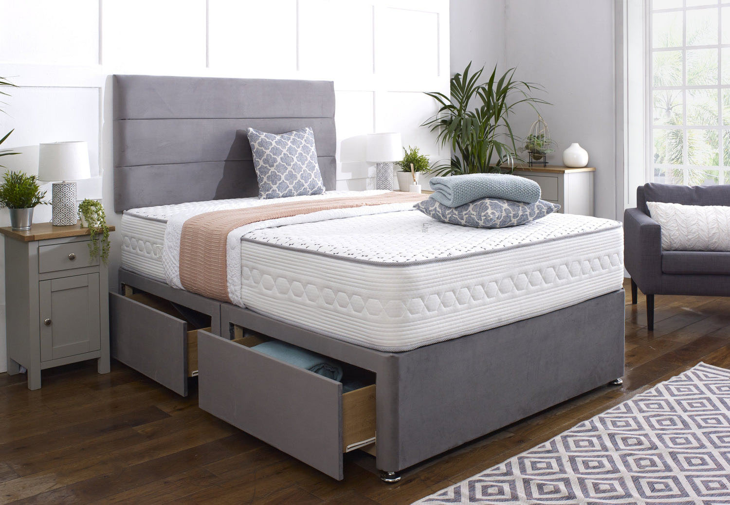 Panel Horizontal Divan Bed UK | Shop Horizontal Panel Divan Beds Online | Free Delivery