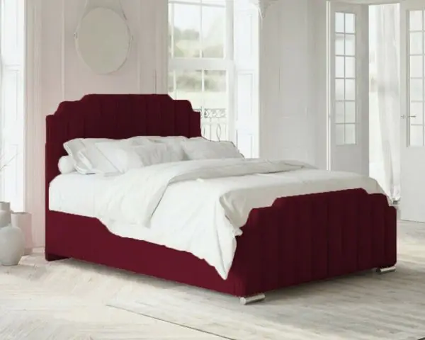 Luxury Arizona Wingback Maroon Bed UK | Premium Maroon Velvet | Shop Online | Free Delivery